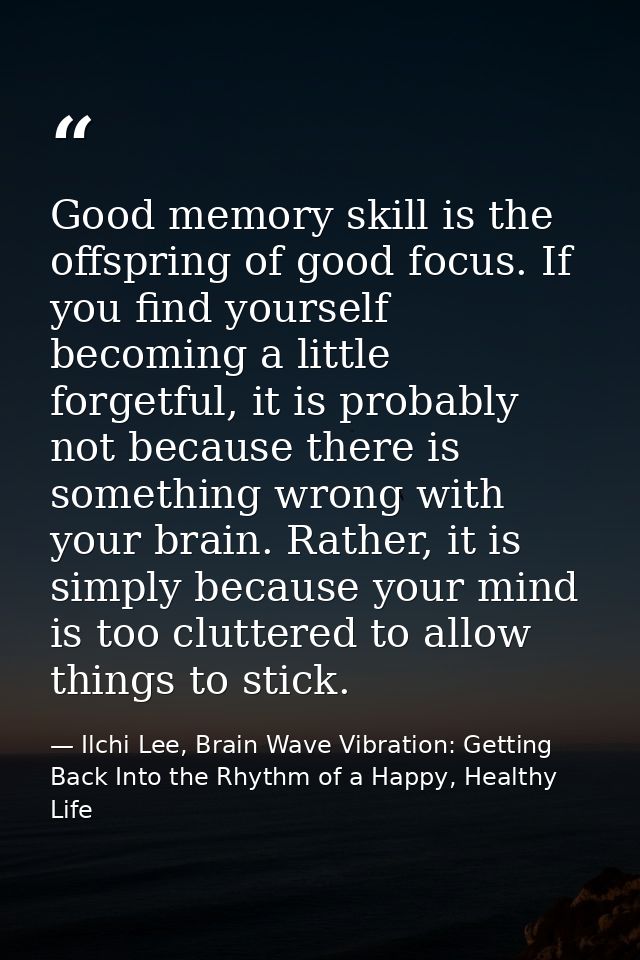 Good memory skill is the offspring of good focus. If you find yourself becoming a little forgetful, it is probably not b — Ilchi Lee, Brain Wave Vibration: Getting Back Into the Rhythm of a Happy, Healthy Life