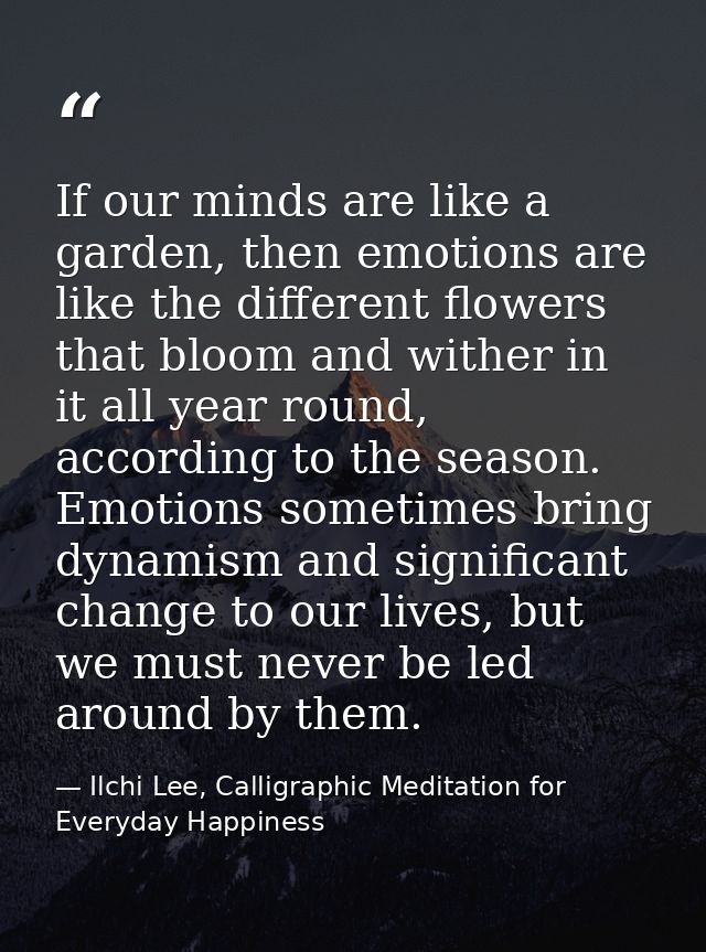 If our minds are like a garden, then emotions are like the different flowers that bloom and wither in it all year round, — Ilchi Lee, Calligraphic Meditation for Everyday Happiness