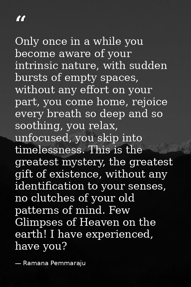 Only once in a while you become aware of your intrinsic nature, with sudden bursts of empty spaces, without any effort o — Ramana Pemmaraju