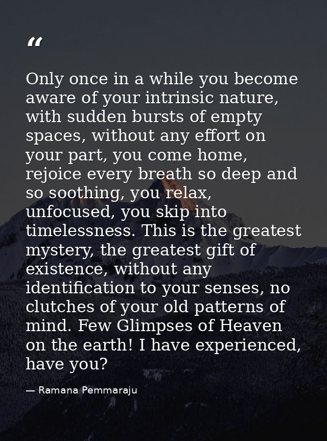 Only once in a while you become aware of your intrinsic nature, with sudden bursts of empty spaces, without any effort o — Ramana Pemmaraju