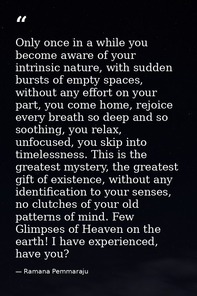 Only once in a while you become aware of your intrinsic nature, with sudden bursts of empty spaces, without any effort o — Ramana Pemmaraju