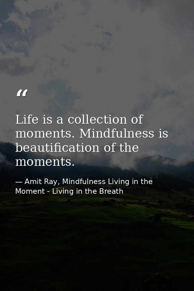 Life is a collection of moments. Mindfulness is beautification of the moments. — Amit Ray, Mindfulness Living in the Moment - Living in the Breath