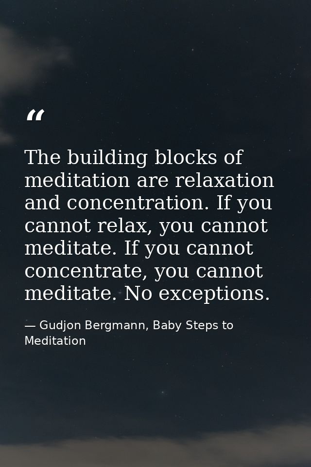 The building blocks of meditation are relaxation and concentration. If you cannot relax, you cannot meditate. If you can — Gudjon Bergmann, Baby Steps to Meditation