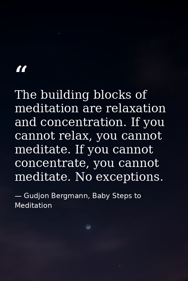 The building blocks of meditation are relaxation and concentration. If you cannot relax, you cannot meditate. If you can — Gudjon Bergmann, Baby Steps to Meditation