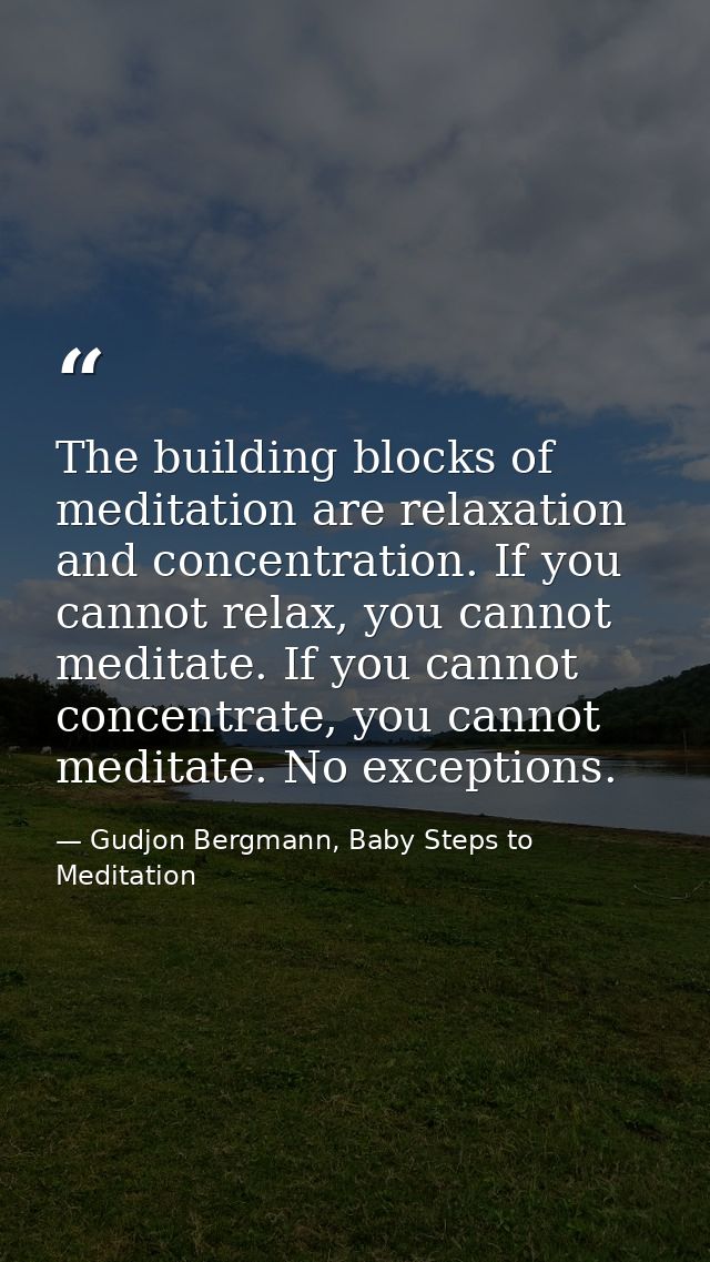 The building blocks of meditation are relaxation and concentration. If you cannot relax, you cannot meditate. If you can — Gudjon Bergmann, Baby Steps to Meditation