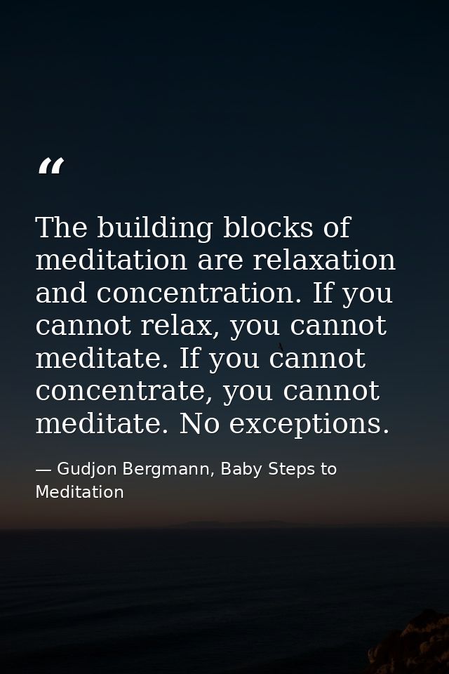 The building blocks of meditation are relaxation and concentration. If you cannot relax, you cannot meditate. If you can — Gudjon Bergmann, Baby Steps to Meditation