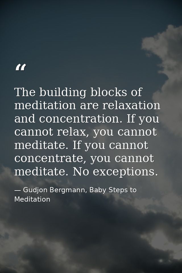 The building blocks of meditation are relaxation and concentration. If you cannot relax, you cannot meditate. If you can — Gudjon Bergmann, Baby Steps to Meditation