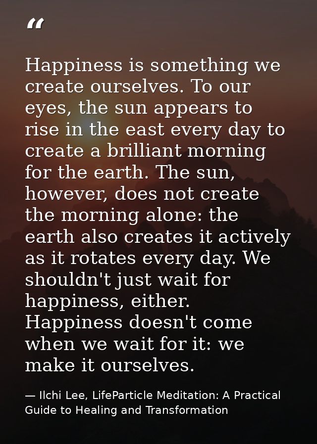 Happiness is something we create ourselves. To our eyes, the sun appears to rise in the east every day to create a brill — Ilchi Lee, LifeParticle Meditation: A Practical Guide to Healing and Transformation