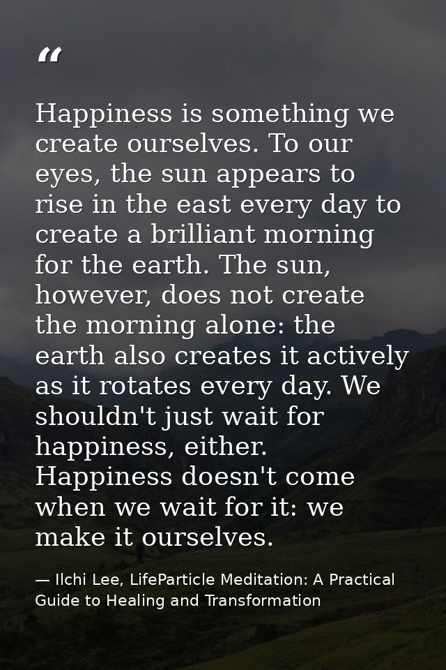 Happiness is something we create ourselves. To our eyes, the sun appears to rise in the east every day to create a brill — Ilchi Lee, LifeParticle Meditation: A Practical Guide to Healing and Transformation