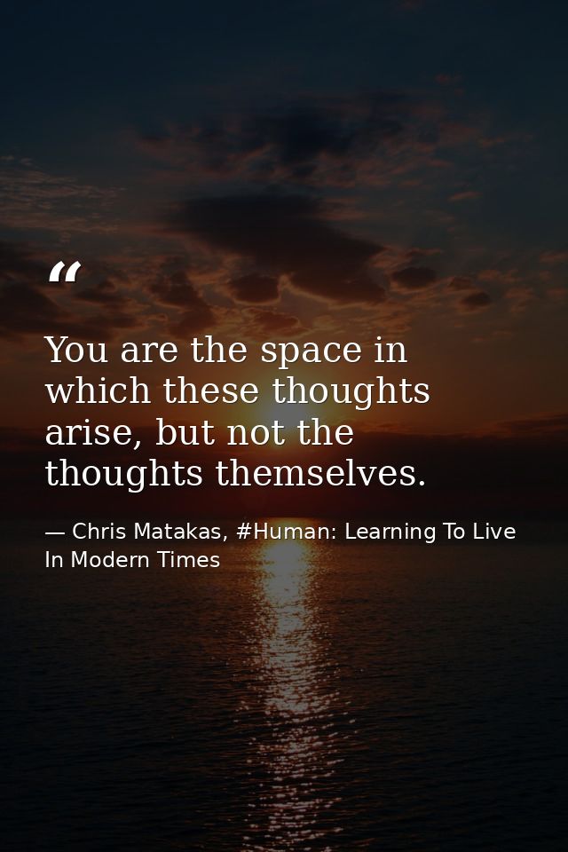 You are the space in which these thoughts arise, but not the thoughts themselves. — Chris Matakas, #Human: Learning To Live In Modern Times