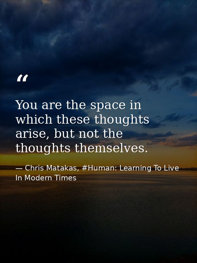 You are the space in which these thoughts arise, but not the thoughts themselves. — Chris Matakas, #Human: Learning To Live In Modern Times