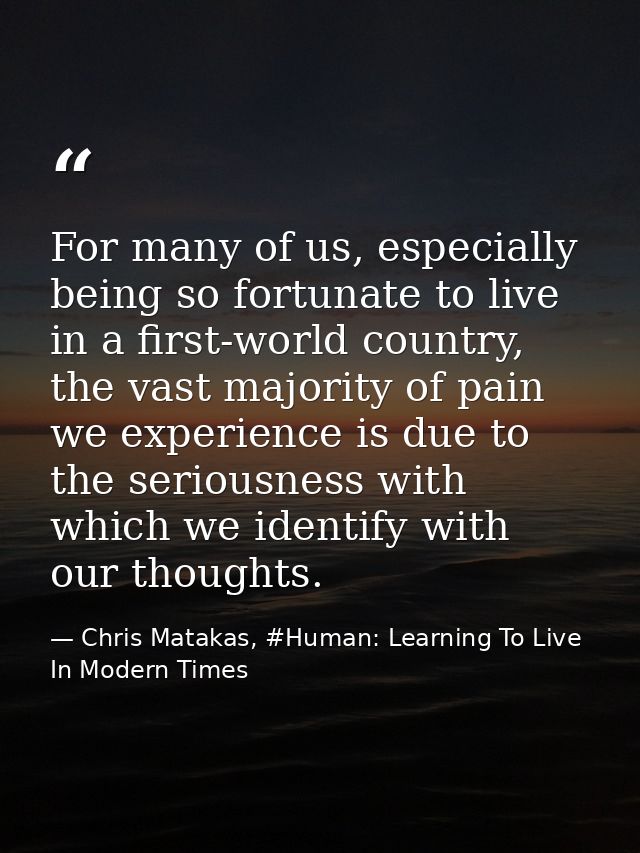 For many of us, especially being so fortunate to live in a first-world country, the vast majority of pain we experience  — Chris Matakas, #Human: Learning To Live In Modern Times