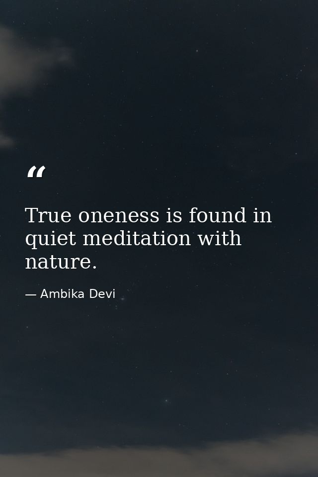 True oneness is found in quiet meditation with nature. — Ambika Devi