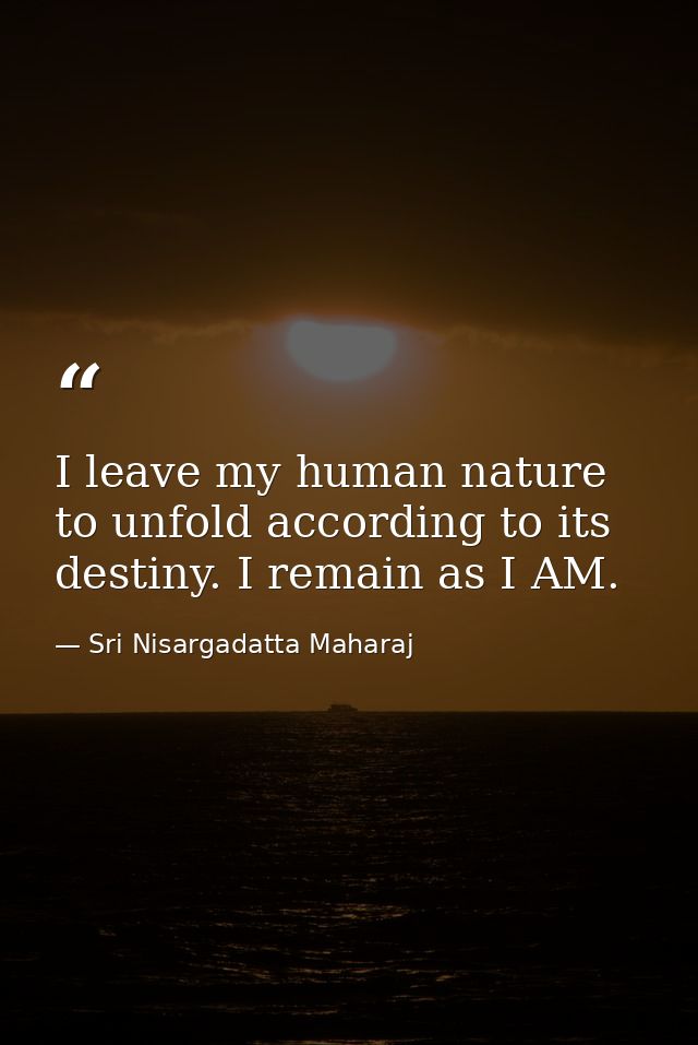 I leave my human nature to unfold according to its destiny. I remain as I AM. — Sri Nisargadatta Maharaj