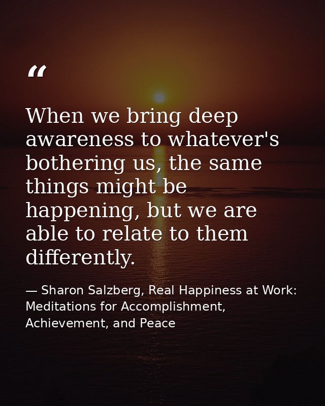 When we bring deep awareness to whatever's bothering us, the same things might be happening, but we are able to relate t — Sharon Salzberg, Real Happiness at Work: Meditations for Accomplishment, Achievement, and Peace