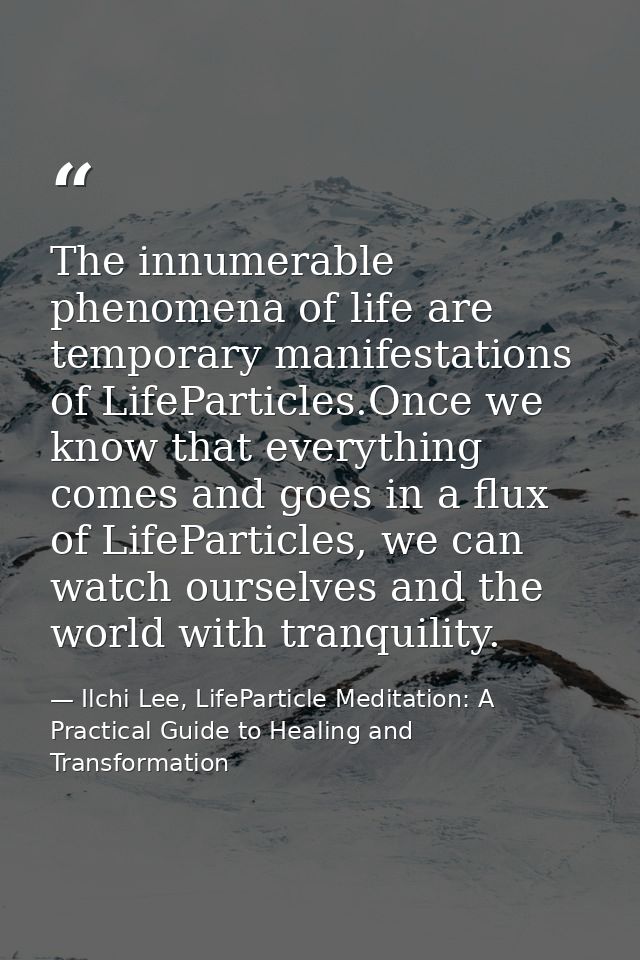 The innumerable phenomena of life are temporary manifestations of LifeParticles.Once we know that everything comes and g — Ilchi Lee, LifeParticle Meditation: A Practical Guide to Healing and Transformation