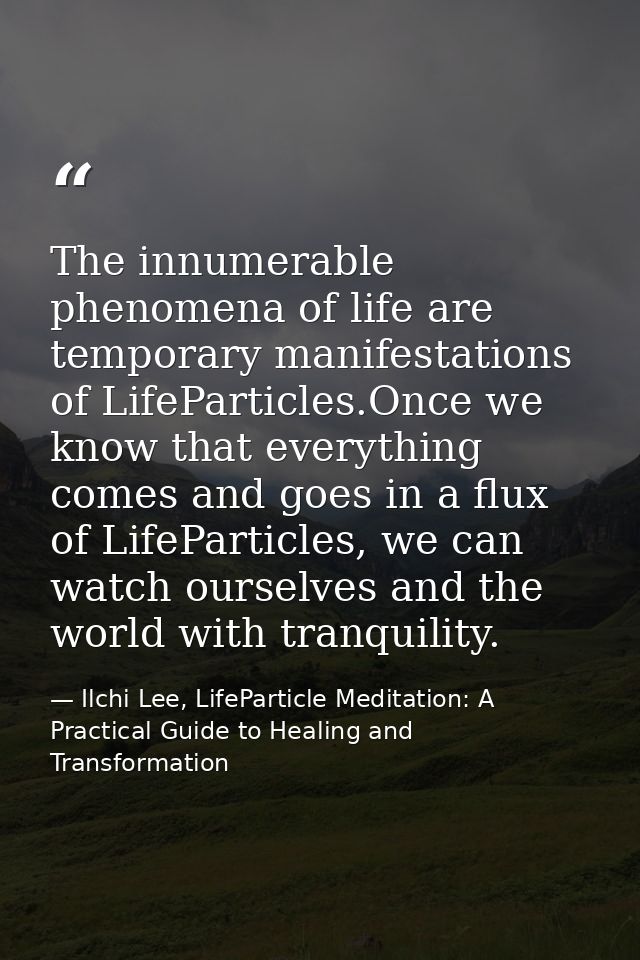 The innumerable phenomena of life are temporary manifestations of LifeParticles.Once we know that everything comes and g — Ilchi Lee, LifeParticle Meditation: A Practical Guide to Healing and Transformation
