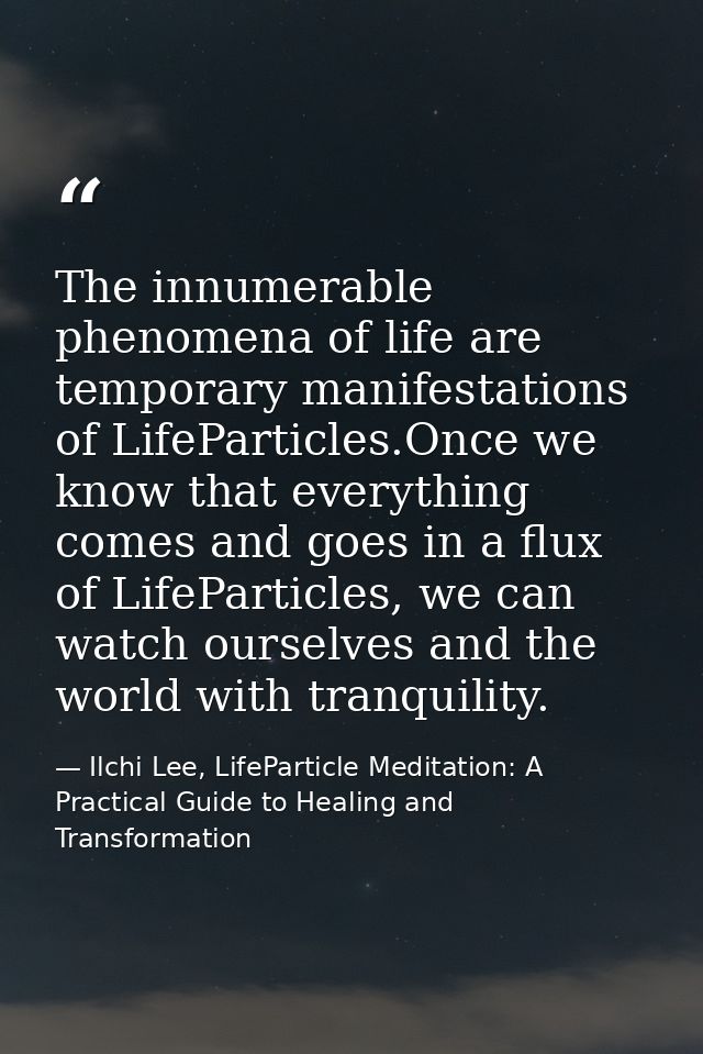 The innumerable phenomena of life are temporary manifestations of LifeParticles.Once we know that everything comes and g — Ilchi Lee, LifeParticle Meditation: A Practical Guide to Healing and Transformation
