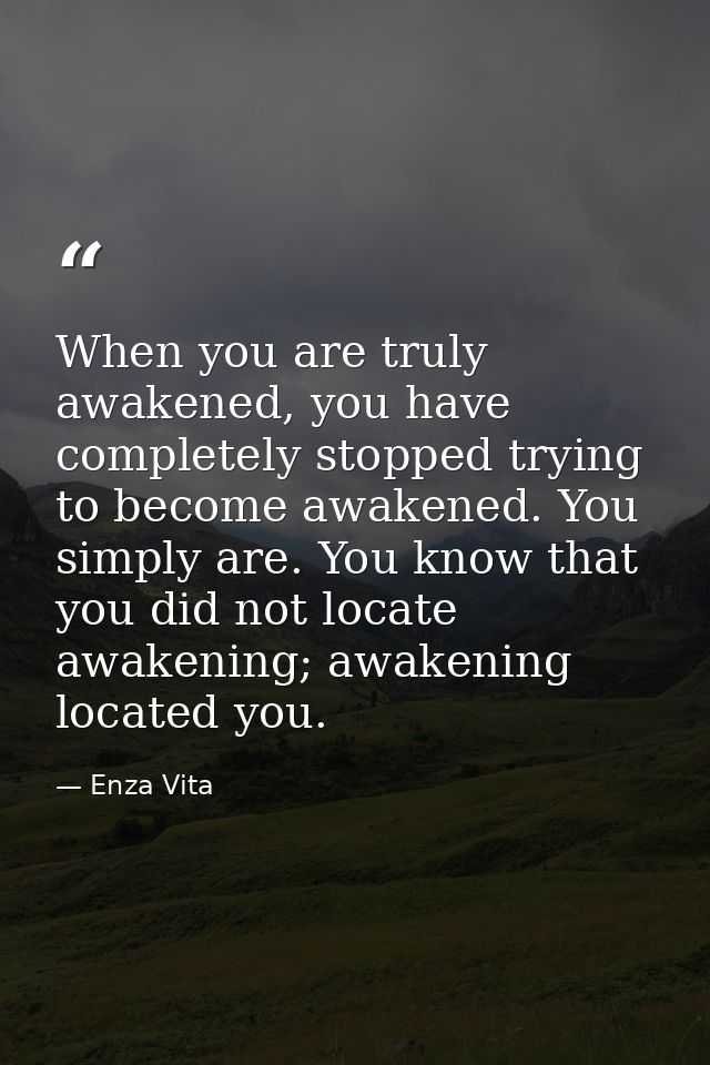 When you are truly awakened, you have completely stopped trying to become awakened. You simply are. You know that you di — Enza Vita