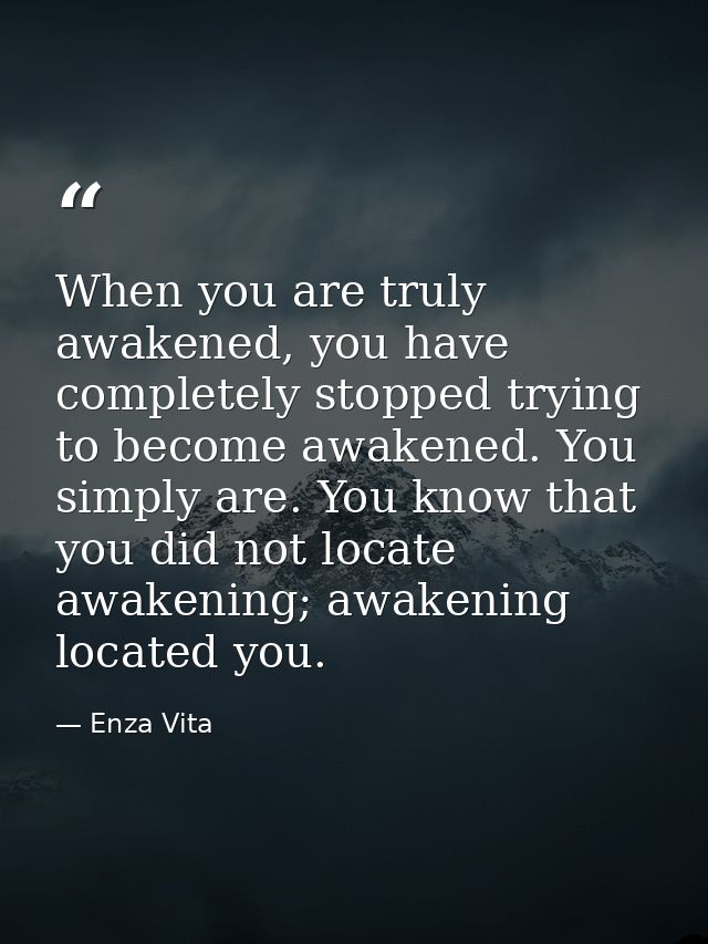 When you are truly awakened, you have completely stopped trying to become awakened. You simply are. You know that you di — Enza Vita