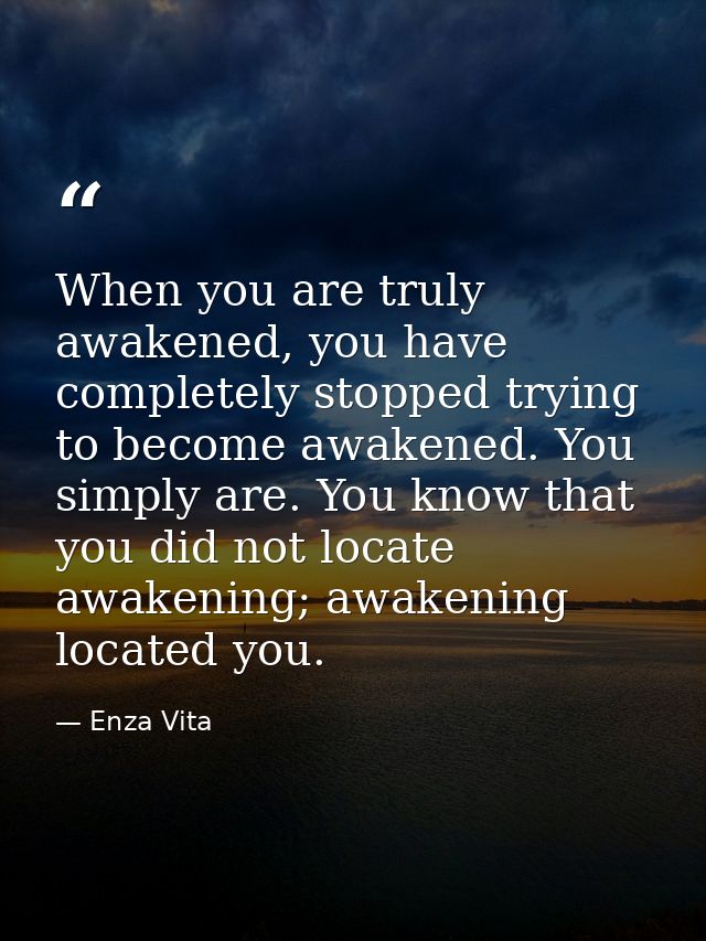 When you are truly awakened, you have completely stopped trying to become awakened. You simply are. You know that you di — Enza Vita