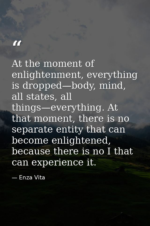 At the moment of enlightenment, everything is dropped—body, mind, all states, all things—everything. At that moment, the — Enza Vita