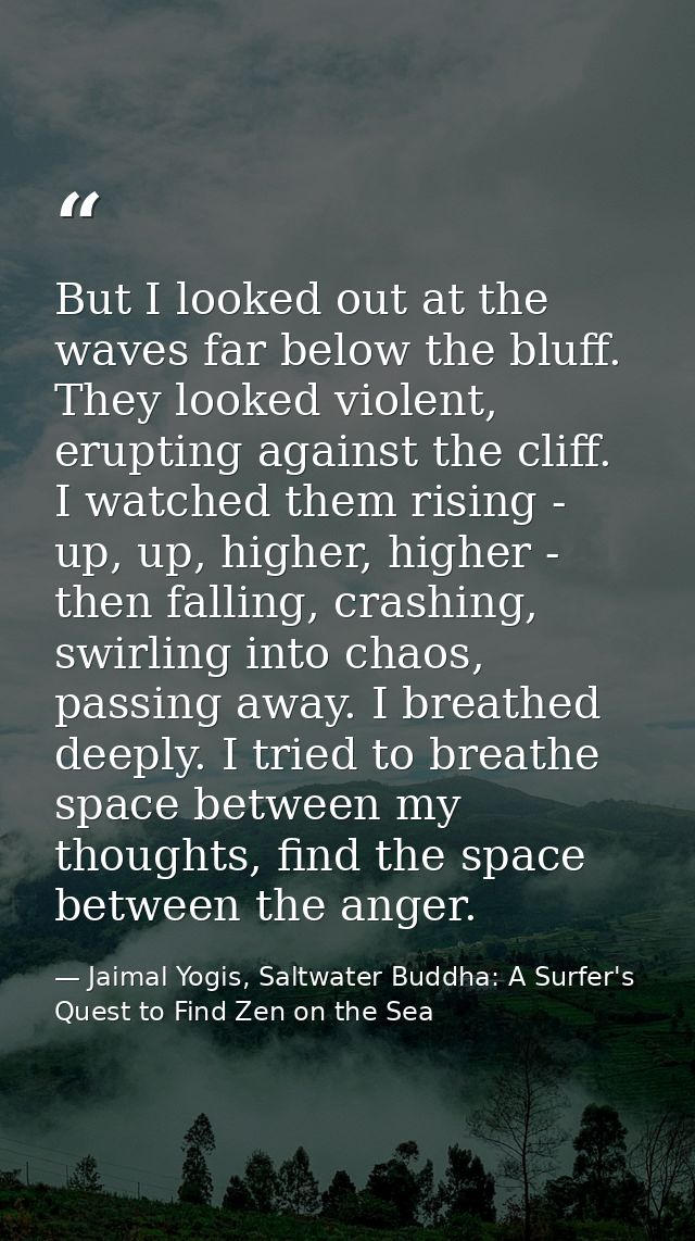 But I looked out at the waves far below the bluff. They looked violent, erupting against the cliff. I watched them risin — Jaimal Yogis, Saltwater Buddha: A Surfer's Quest to Find Zen on the Sea