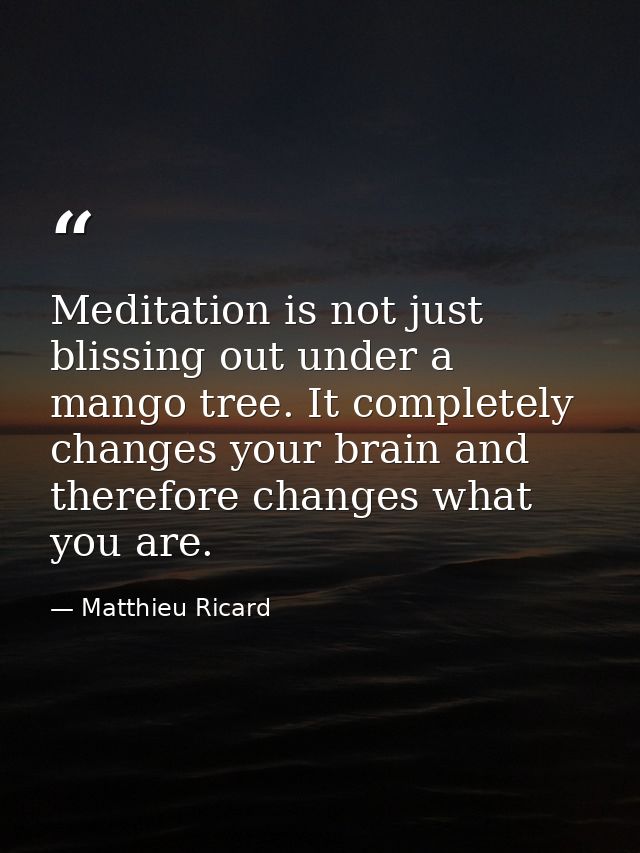 Meditation is not just blissing out under a mango tree. It completely changes your brain and therefore changes what you  — Matthieu Ricard