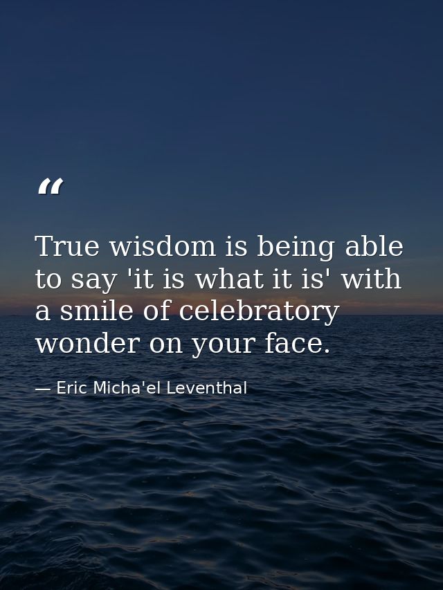 True wisdom is being able to say 'it is what it is' with a smile of celebratory wonder on your face. — Eric Micha'el Leventhal