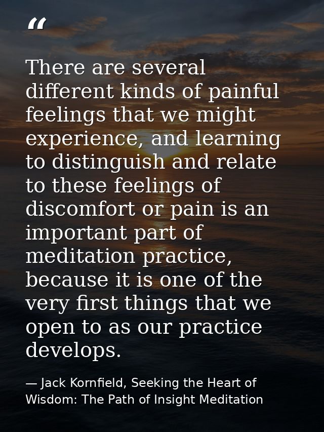 There are several different kinds of painful feelings that we might experience, and learning to distinguish and relate t — Jack Kornfield, Seeking the Heart of Wisdom: The Path of Insight Meditation