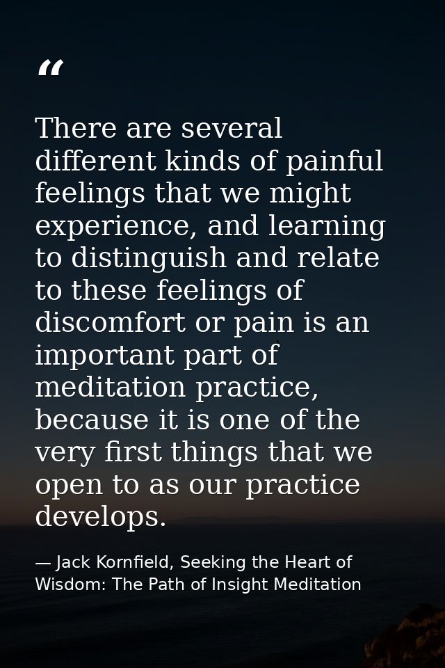 There are several different kinds of painful feelings that we might experience, and learning to distinguish and relate t — Jack Kornfield, Seeking the Heart of Wisdom: The Path of Insight Meditation