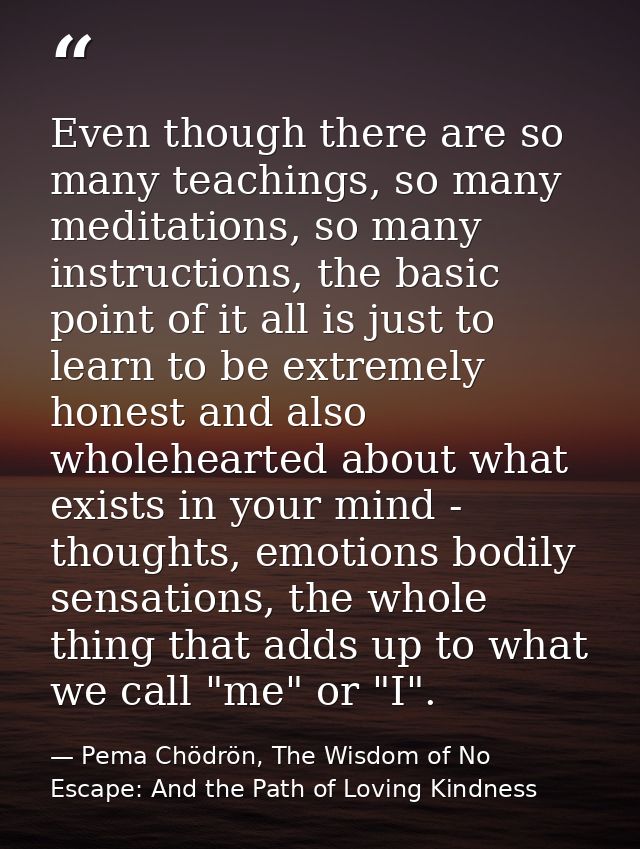 Even though there are so many teachings, so many meditations, so many instructions, the basic point of it all is just to — Pema Chödrön, The Wisdom of No Escape: And the Path of Loving Kindness