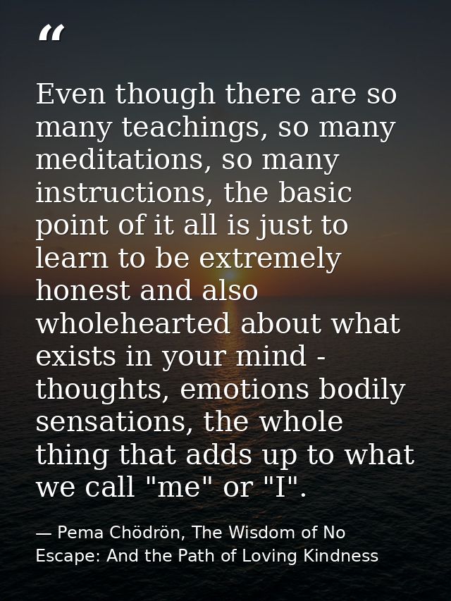 Even though there are so many teachings, so many meditations, so many instructions, the basic point of it all is just to — Pema Chödrön, The Wisdom of No Escape: And the Path of Loving Kindness