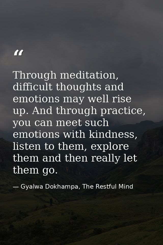 Through meditation, difficult thoughts and emotions may well rise up. And through practice, you can meet such emotions w — Gyalwa Dokhampa, The Restful Mind