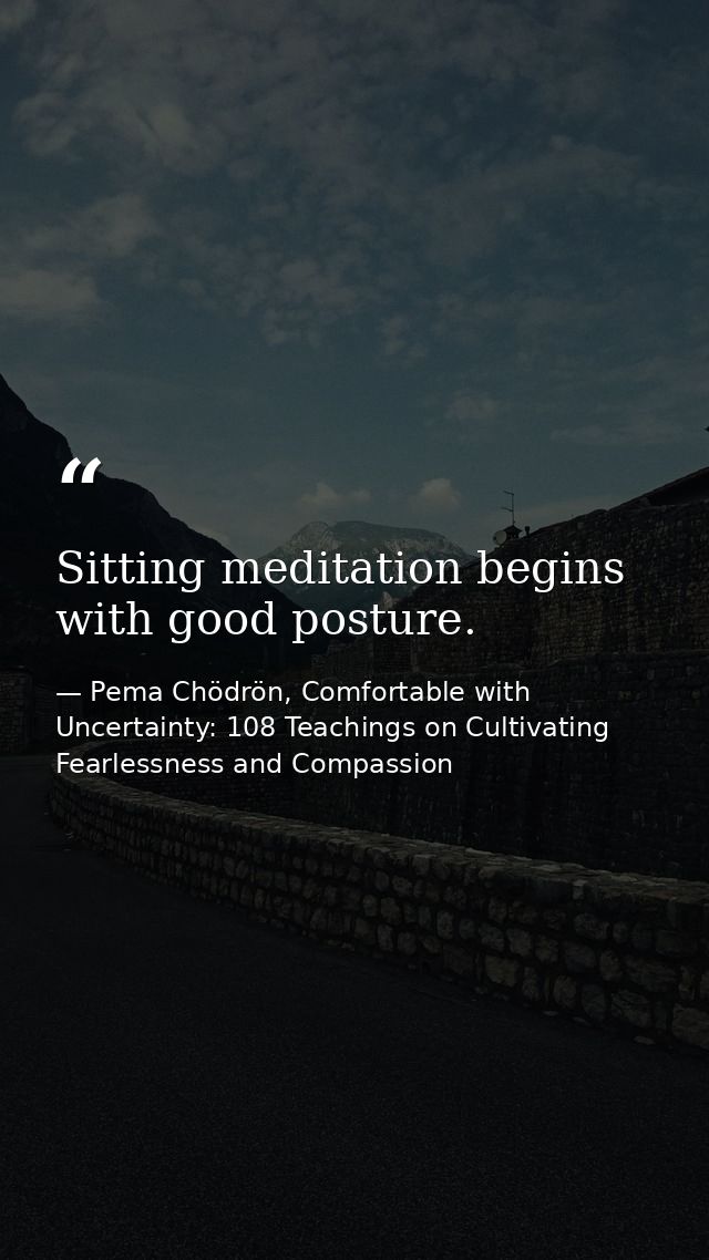 Sitting meditation begins with good posture. — Pema Chödrön, Comfortable with Uncertainty: 108 Teachings on Cultivating Fearlessness and Compassion