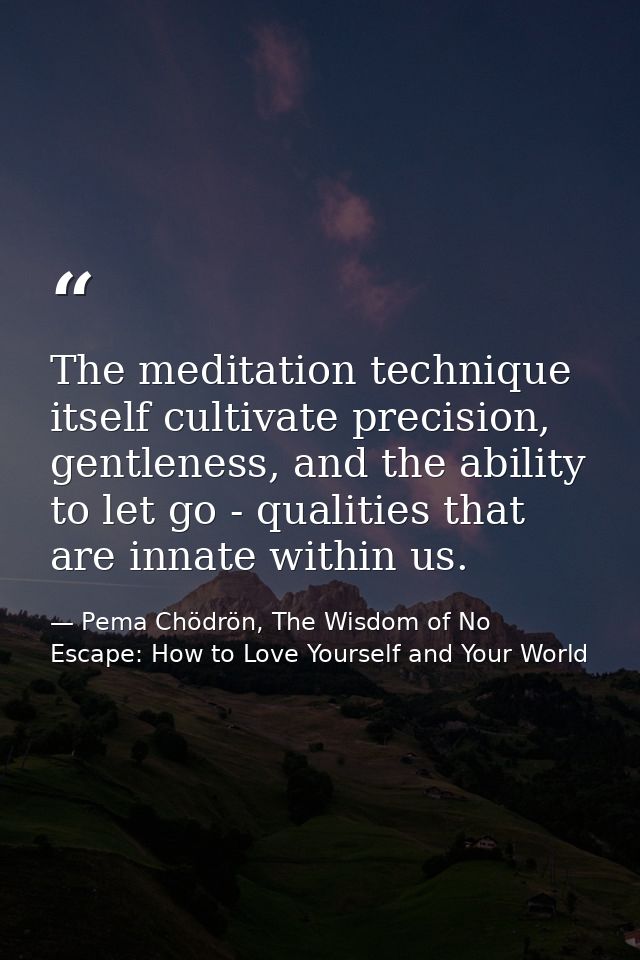 The meditation technique itself cultivate precision, gentleness, and the ability to let go - qualities that are innate w — Pema Chödrön, The Wisdom of No Escape: How to Love Yourself and Your World