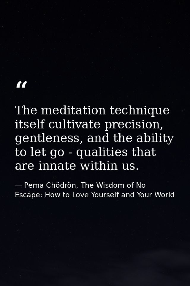 The meditation technique itself cultivate precision, gentleness, and the ability to let go - qualities that are innate w — Pema Chödrön, The Wisdom of No Escape: How to Love Yourself and Your World