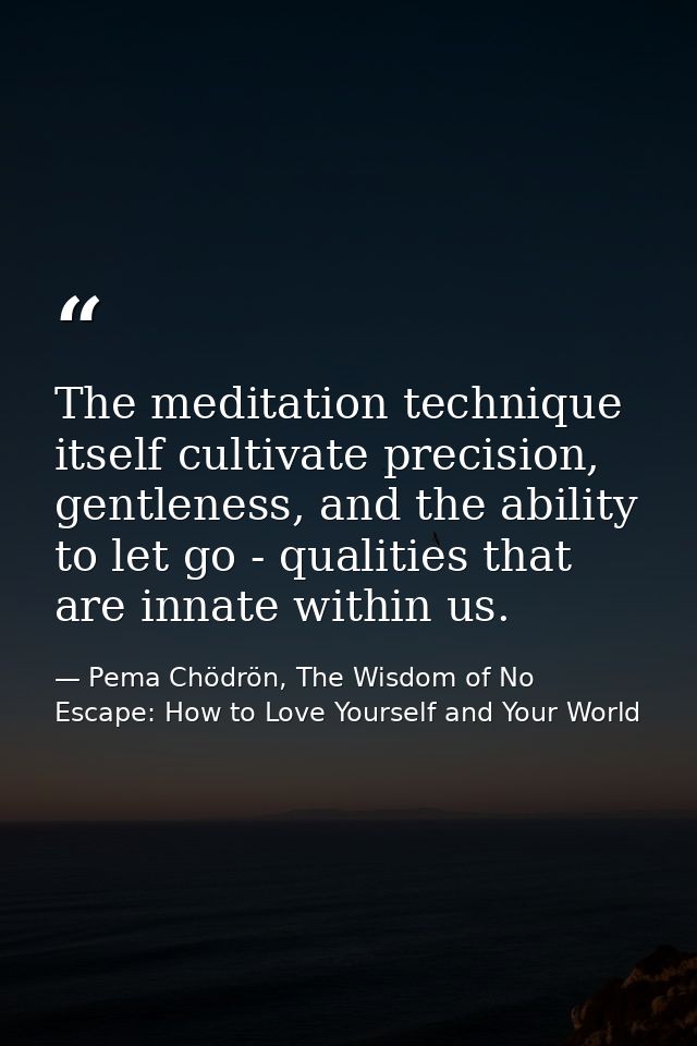 The meditation technique itself cultivate precision, gentleness, and the ability to let go - qualities that are innate w — Pema Chödrön, The Wisdom of No Escape: How to Love Yourself and Your World