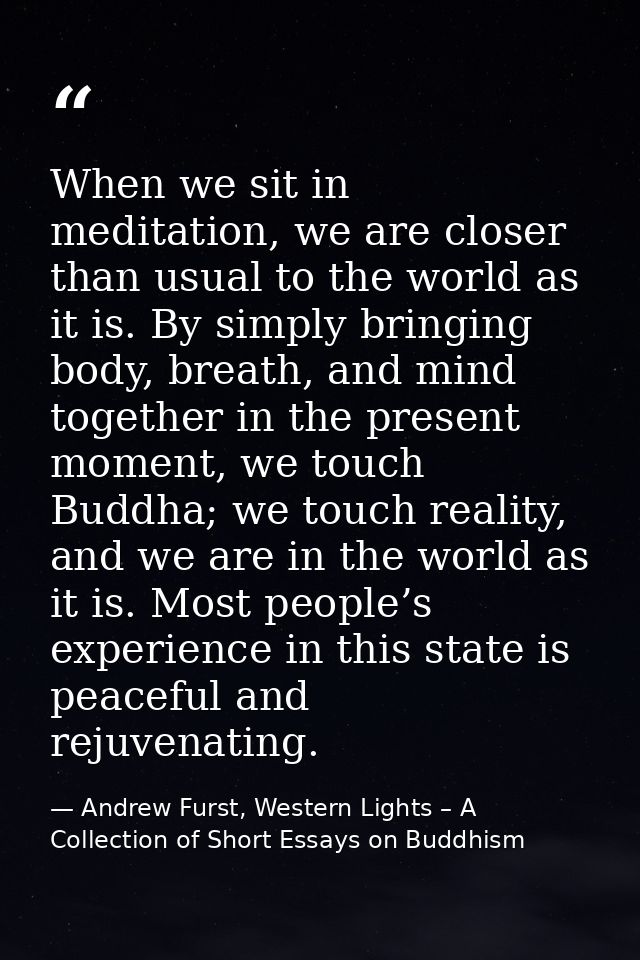 When we sit in meditation, we are closer than usual to the world as it is. By simply bringing body, breath, and mind tog — Andrew Furst, Western Lights – A Collection of Short Essays on Buddhism
