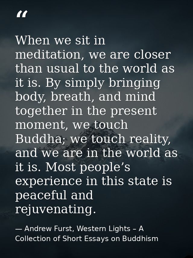 When we sit in meditation, we are closer than usual to the world as it is. By simply bringing body, breath, and mind tog — Andrew Furst, Western Lights – A Collection of Short Essays on Buddhism
