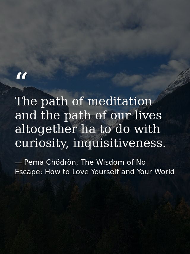 The path of meditation and the path of our lives altogether ha to do with curiosity, inquisitiveness. — Pema Chödrön, The Wisdom of No Escape: How to Love Yourself and Your World