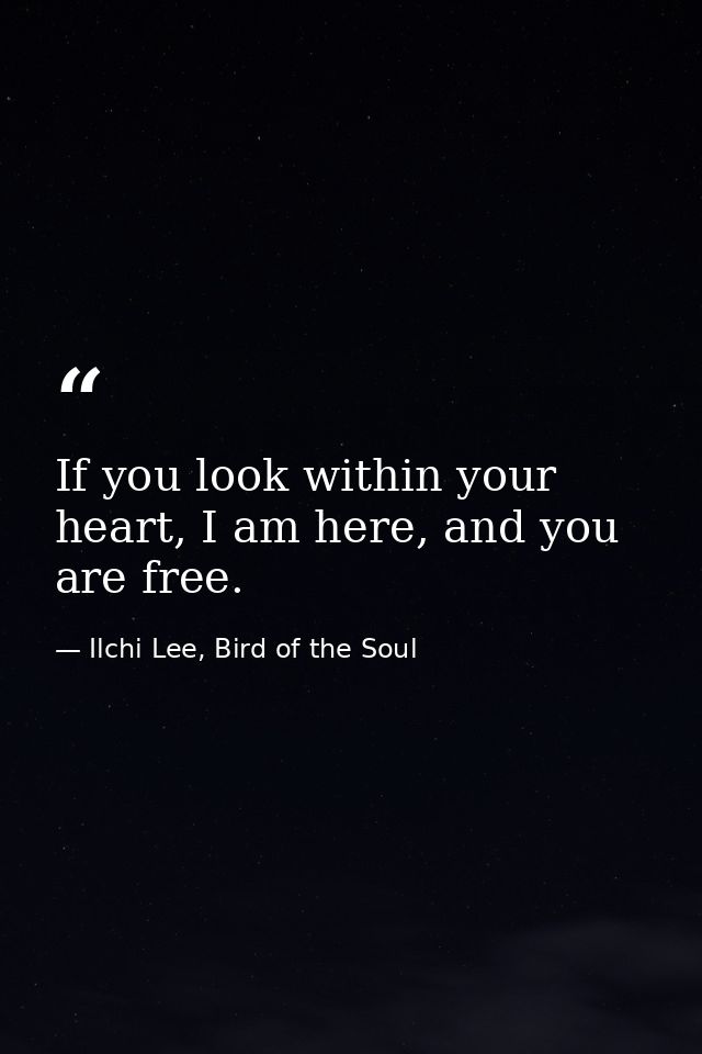 If you look within your heart, I am here, and you are free. — Ilchi Lee, Bird of the Soul
