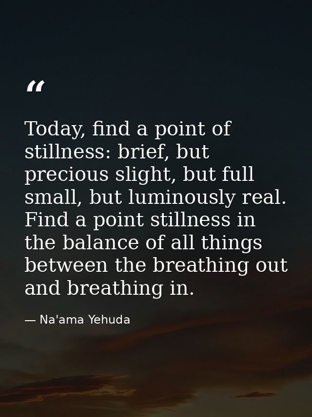 Today, find a point of stillness: brief, but precious slight, but full small, but luminously real. Find a point stillnes — Na'ama Yehuda