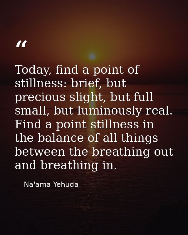 Today, find a point of stillness: brief, but precious slight, but full small, but luminously real. Find a point stillnes — Na'ama Yehuda
