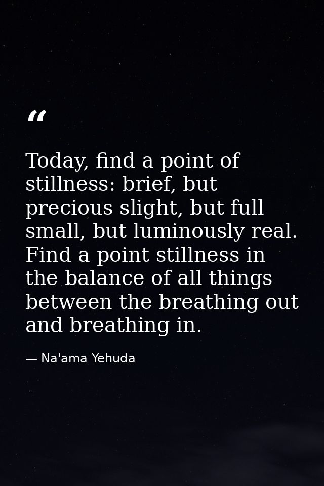 Today, find a point of stillness: brief, but precious slight, but full small, but luminously real. Find a point stillnes — Na'ama Yehuda