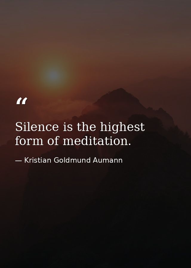 Silence is the highest form of meditation. — Kristian Goldmund Aumann
