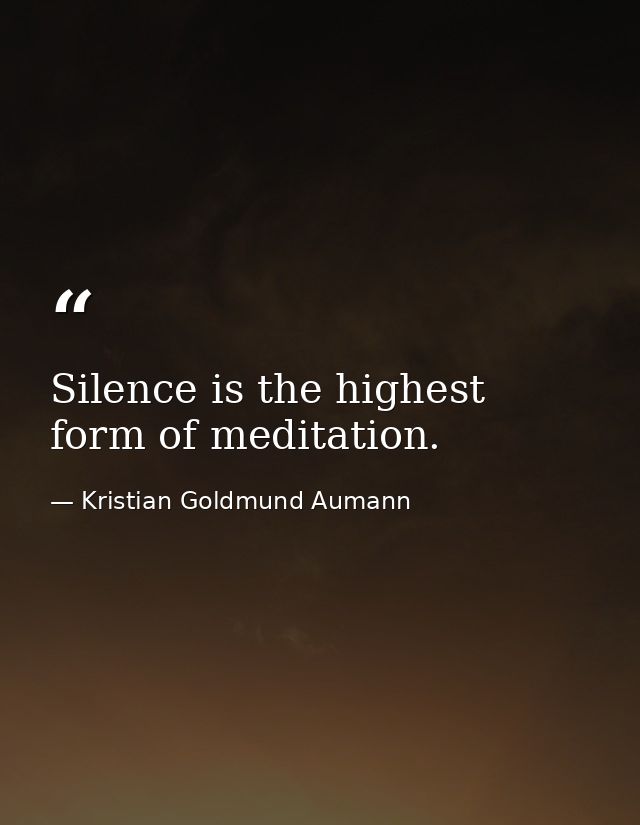 Silence is the highest form of meditation. — Kristian Goldmund Aumann