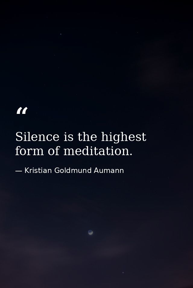 Silence is the highest form of meditation. — Kristian Goldmund Aumann