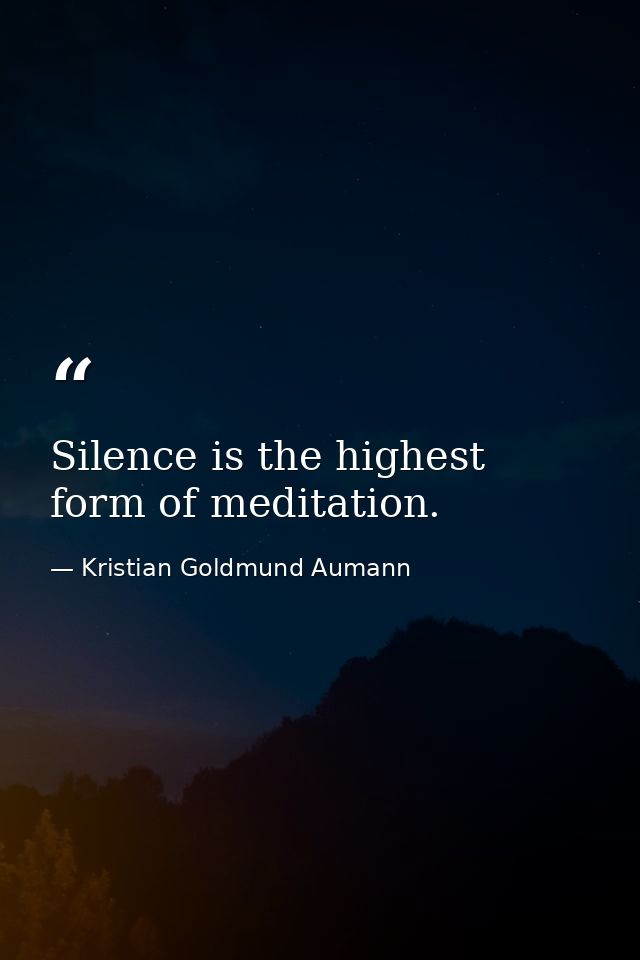 Silence is the highest form of meditation. — Kristian Goldmund Aumann