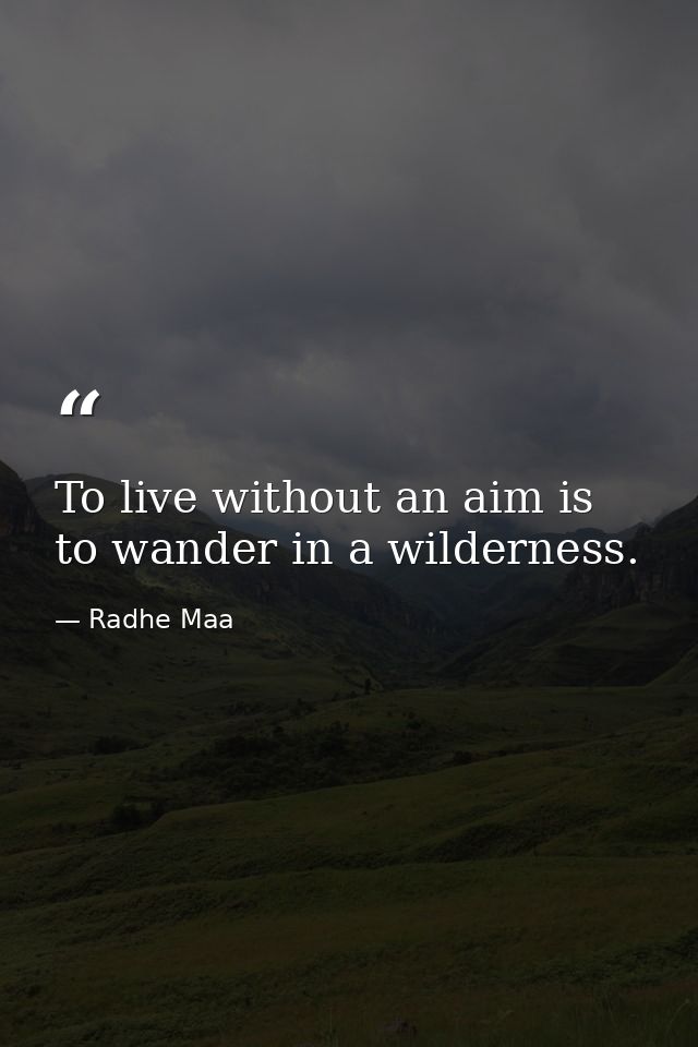 To live without an aim is to wander in a wilderness. — Radhe Maa